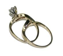 14k Gold Diamond Engagement Ring Band Set -