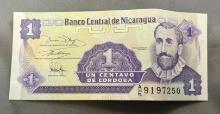 Nicaragua UN Centavo Banknote