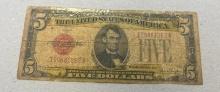 1928F Red Seal $5.00 United States Banknote