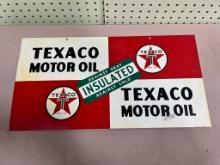 Texaco Motor Oil Double Side Tin Oil Stand Topper Sign, 11 x 21.5 inches