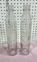 2- Vintage Shell Oil Glass Long Bottle One (1) Quart