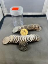 41- Susan B Anthony Dollar Coins, w/ large size coin tube
