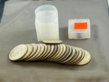 20- 40% Silver Kennedy Half Dollars w/ coin tube, sells times the money
