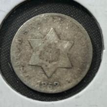 1852 US 3 Cent Silver (Trime)
