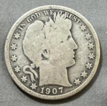 1907-O Barber Half Dollar, 90% Silver