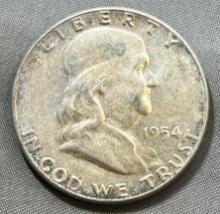 1954 Franklin Half Dollar, 90% silver