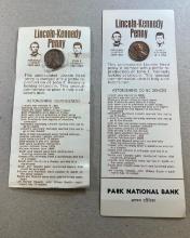2- Lincoln-Kennedy Cent w/ story cards