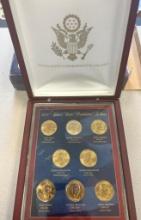 2007 and 2008 Presidential Dollar set, in Presentation Case, hinge needs repaired