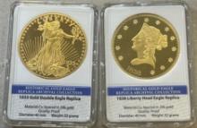 2- AMERICAN MINT Gold Replica Coins in holders