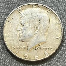 1964 Kennedy Half Dollar, 90% Silver