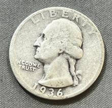 1936-D Washington Quarter, 90% silver