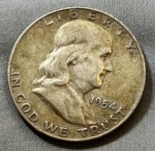 1954-D Franklin Half Dollar, 90% silver
