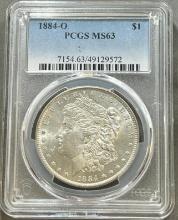 1884-O Morgan Silver Dollar, graded MS63 in PCGS holder