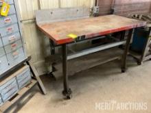 28in. x 5ft. x 38in. rolling metal work bench