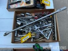 Quantity of wrenches and sockets