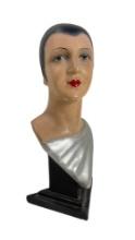 Art Deco Noveau Hand Painted Mannequin Head Female Antique Hat Bust Store Display
