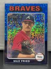 Max Fried 2024 Topps Heritage Chrome Blue Sparkle Refractor #268