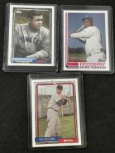 Lot of 3 Topps Archives Superstars - Babe Ruth, Jackie Robinson, Ted Williams