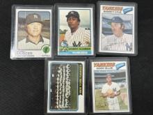 Lot of 5 Vintage Topps New York Yankees Cards - Murcer, Alomar, Lyle, Dock Ellis, Team
