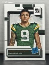 Christian Watson 2022 Panini Donruss Rated Rookie RC Canvas Parallel #319