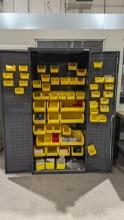 TWO DOOR, GRAY, SUPPLY CABINET WITH ASSORTED NEW, EMMEGI, CNC, PARTS