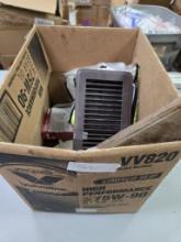 Misc box with vent, work vest, smoke alarm, reflectors etc
