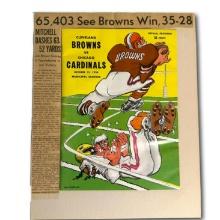 October 12, 1958 Cleveland Browns Vs Chicago Cardinals Official Program