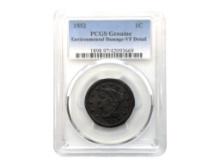 1852 Large Cent Penny PCGS Genuine VF Detail