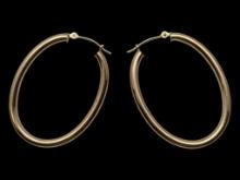 10K Gold Oval Hoop Earrings