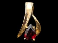Gold plated over 925 Sterling Silver Pendant with Red Stone
