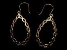 Sterling Silver Gold Tone Braid Hoop Earrings - Stamped Turkey