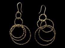 Sterling Silver Gold Tone Circle Dangle Earrings