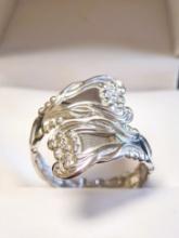 Vintage Sterling Silver Spoon Ring Marked Beau - size 8.5