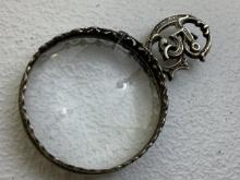 ANTIQUE 800 SILVER DECORATED MAGNIFYING GLASS