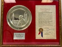 THE CHURCHILLIAN HERITAGE FIST ISSUE SPECIAL ARTIST PROOF SOLID STERLING SILVER PLATE FRAMED