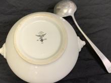 NAZI GERMANY LUFTWAFFE OFFICERS PORCELAIN MESS HALL SOUP TUREEN WITH LADLE
