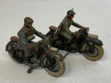 GERMAN NAZI PERIOD LINEOL / ELASTOLIN TOY SOLDIERS ON MOTORCYCLES