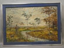 1967 Signed ? Haas Brabant Holland Impressionist Hunter Scene Oil Painting
