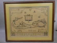 Antique Hand Colored Etching 1626 Map of Bermuda