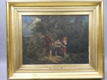 19th Century Reuben Bussey Young Poachers Oil Painting Listed Artist