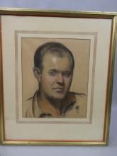 1937 Louis Phillippe Hamm Portrait if Man Pastel Painting Listed Artist