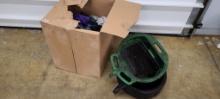 Box of shop towels and 2 drain pans