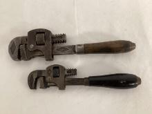 Two Antique Stillson #6 and #8 Adjustable Wrenches