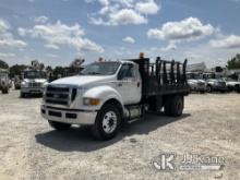 (Villa Rica, GA) 2013 Ford F750 Flatbed Truck Runs, Moves & Carrier Operates) (Body/Paint Damage