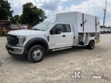 2018 Ford F550 4x4 High Top Service Truck Runs) (Does Not Move, Wrecked Rear) (Buyer Must Load