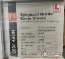 ((04) Pallets Synguard Nitrile Exam Gloves PF Size Large. Approx. 90 Cases Per Pallet Contact Keith 