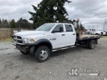 2013 RAM 5500 4x4 Crew-Cab Flatbed Truck Runs With Jump, Does Not Move, Trans Condition Unknown, Lea