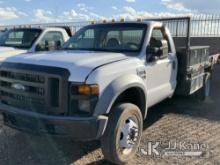 2008 Ford F450 Flatbed Truck Runs & Moves) (Minor Body Damage, Torn Drivers Side Seat
