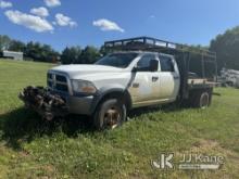 2011 Dodge Ram 4500 4x4 Crew-Cab Flatbed Truck Not Running, Condition Unknown, Check Engine Light On