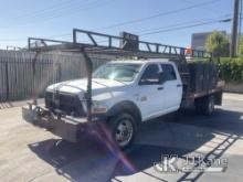 2012 RAM 5500 4x4 Crew-Cab Flatbed Truck, DEF System Runs & Moves, Check Engine Light On